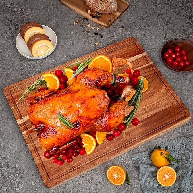 GAOMON 24 x 18 In Acacia Cutting Boardfor Kitchen, XXL Extra Large Charcuterie Cheese Platter Serving Tray, Food Prep and Serving Boards, Chopping Boards for Meal Vegetables and Cheese