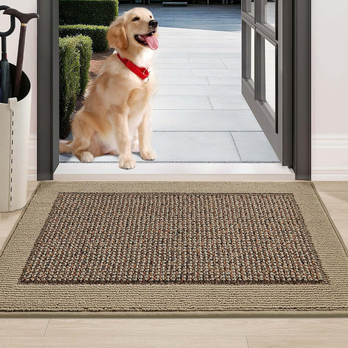 BEQHAUSE Indoor Door Mat 24" x 36", Dirt Trapper Door Mats Non-Slip Entryway Rugs Washable, Resist Dirt Absorbent Welcome Mat, Low Profile Floor Mats for Front Back Door and Entryway, Taupe