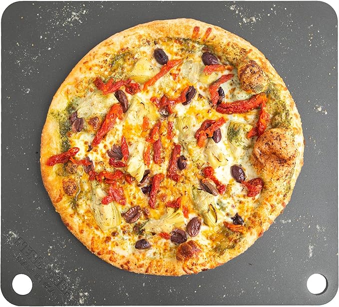 NerdChef Steel Stone - High Performance Pizza Baking | Made in USA (14.5" x 16") - (.375" Thick - Pro)