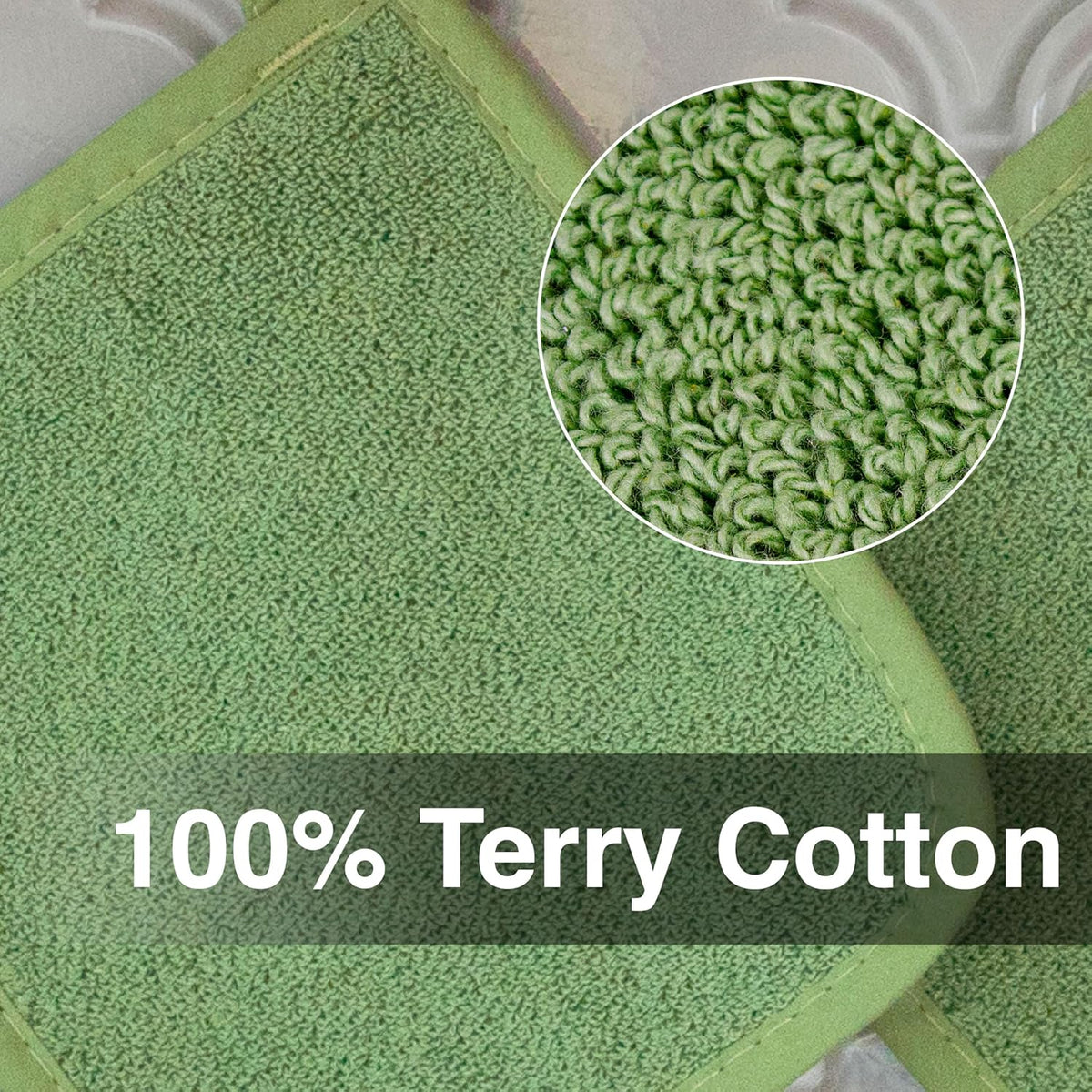RITZ Terry Potholder & Hot Pad: Unparalleled Heat Resistant, Durable 100% Cotton – Ergonomically Designed for Optimal Grip – Easy-Care Machine Washable – 4-Pack, Cactus Green