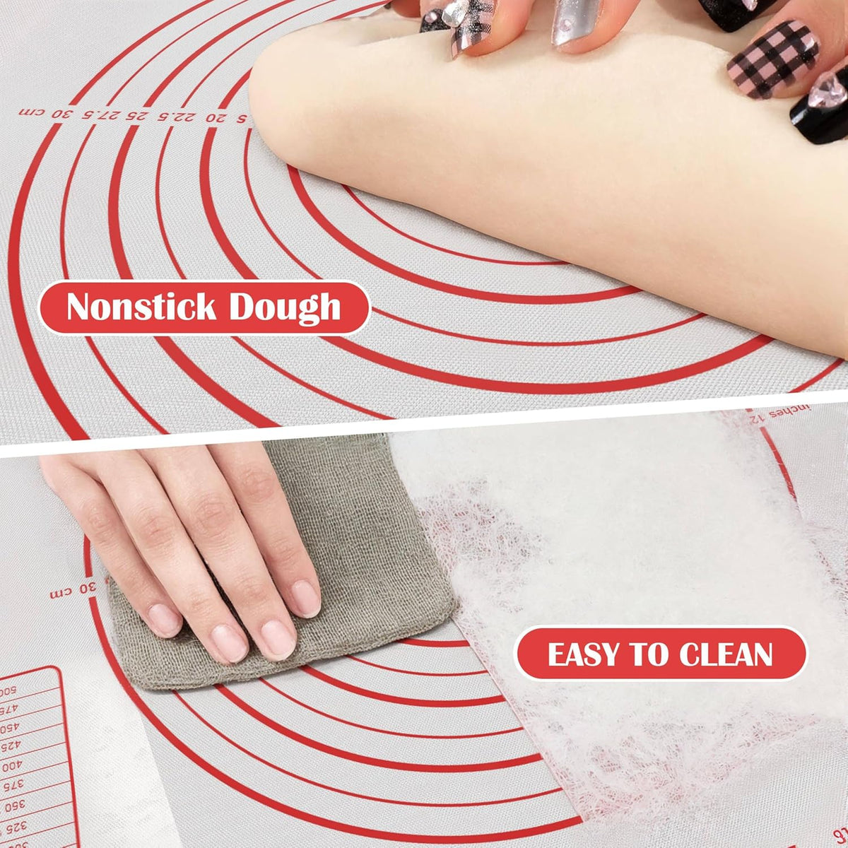 BlueBark 2 PCS - 24"L x 16"W Non-stick Silicone Baking Mat for Pastry & Dough, Sourdough Bread Making Tools, Kitchen Counter, Cooking Enthusiasts