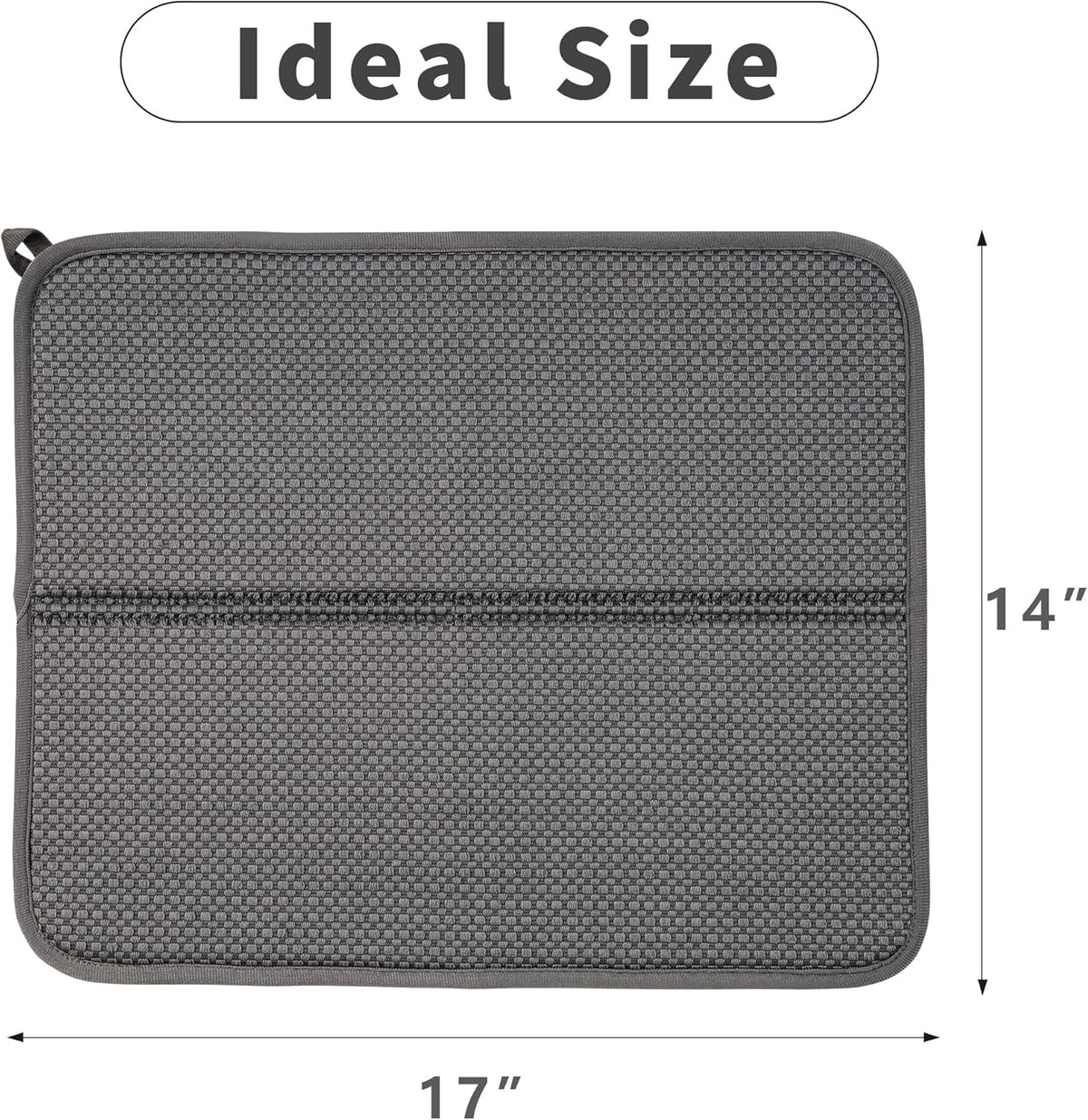 2 Pack Dish Drying Mat for Kitchen Counter, Absorbent, Microfiber Dishes Drainer Mats, Multiple Usage Dish Drying Pad 14 x17 inches