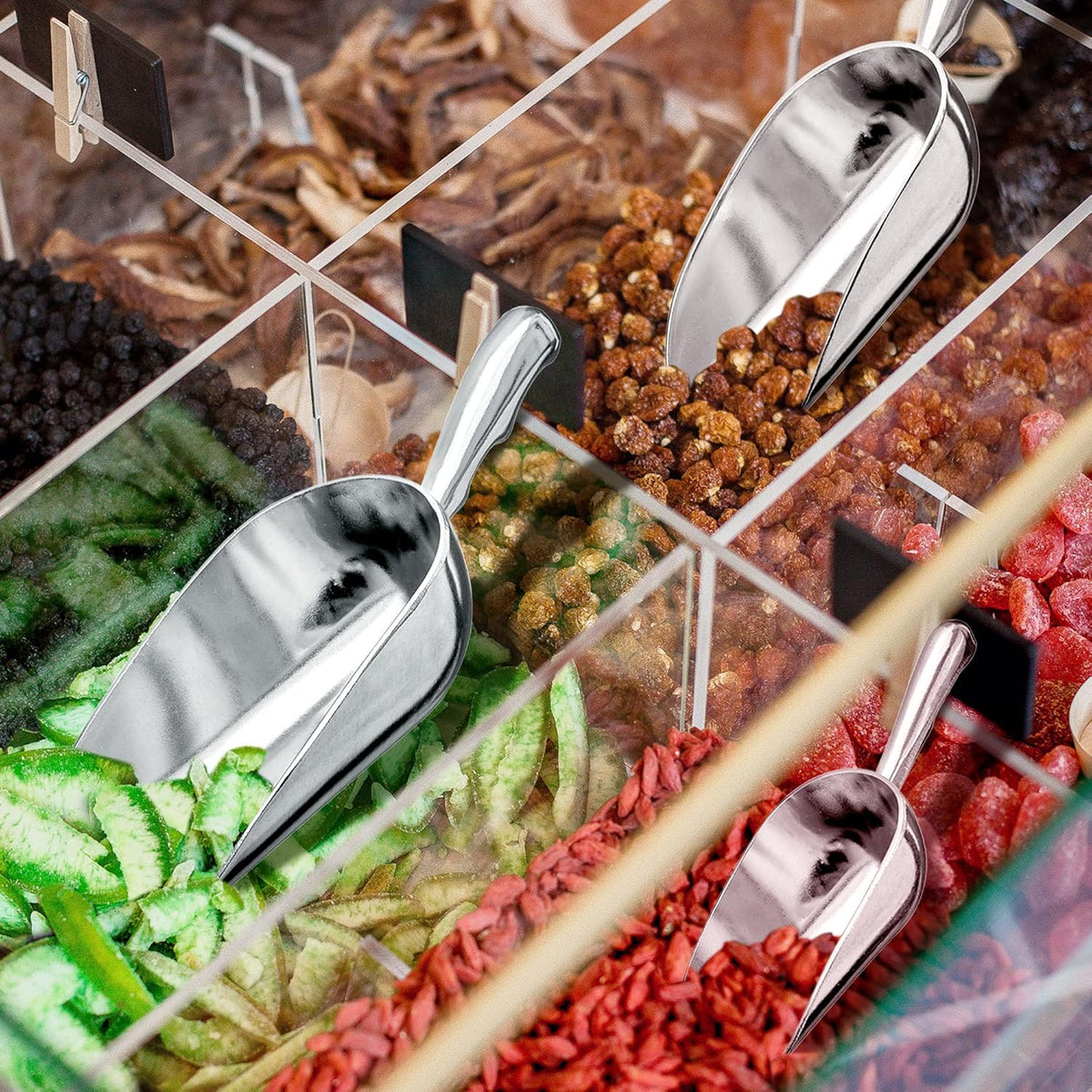 Amazing Abby - Elsa - Aluminum Ice Scoops (3-Piece Set), Cast Aluminum Utility Scoops, 5/12/24-Ounce Capacity, Food-Grade, Good for Home and Commercial Use, NOT Dishwasher-Safe, Hand-Wash Recommended