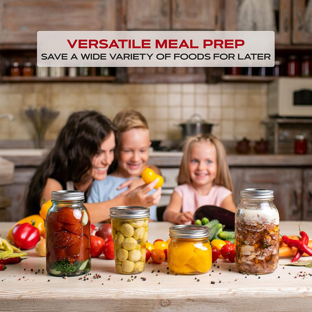 Wide Mouth Canning Lids, 50-Pack – Create Airtight Seals on Mason Jars to Preserve Food for Meal Prep & Emergency Food Storage – 3.4 In. Metal Lids with Silicone Seals – Canning Supplies by FORJARS