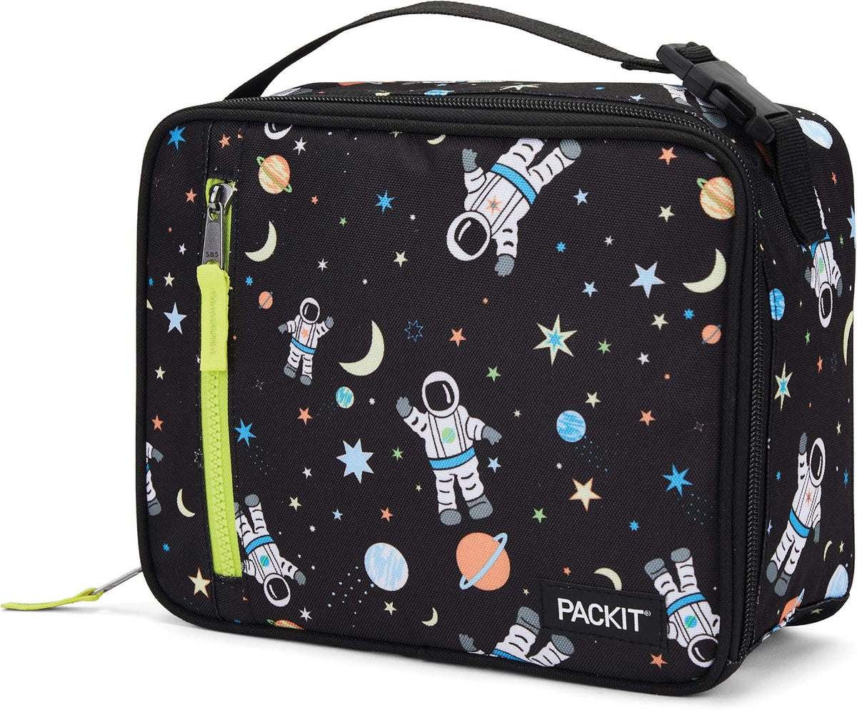PackIt Freezable Classic Lunch Box, Spaceman, Built with EcoFreeze Technology, Collapsible, Reusable, Zip Closure With Zip Front Pocket and Buckle Handle, Perfect for School Lunches