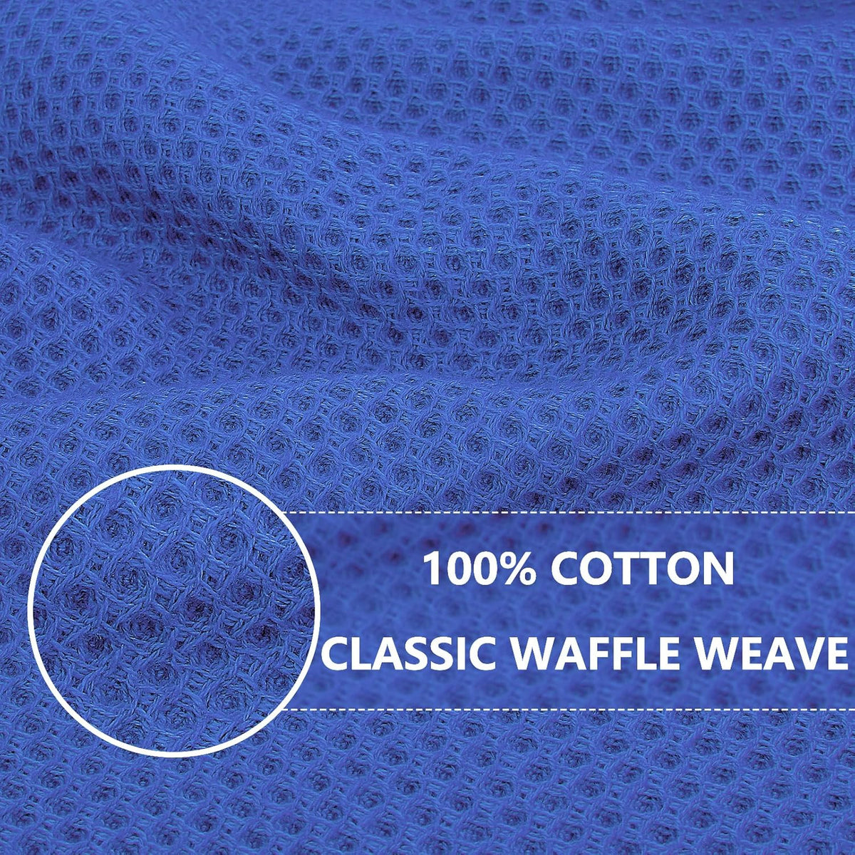 Homaxy 100% Cotton Waffle Weave Kitchen Dish Cloths, Ultra Soft Absorbent Quick Drying Dish Towels, 12 x 12 Inches, 6-Pack, Blueberry