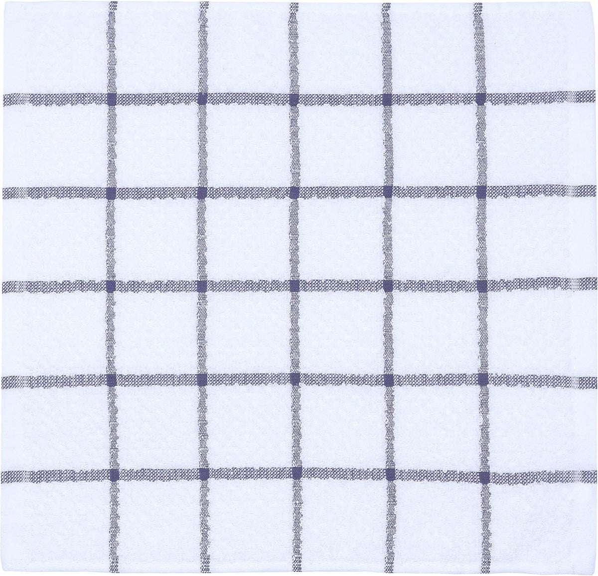 Cotton Grid Dish Cloths, Terry Cleaning Rags, 12 x 12 Inches, Light and Soft, Quick Drying Dish Rags, 8pc/Set (Purple)