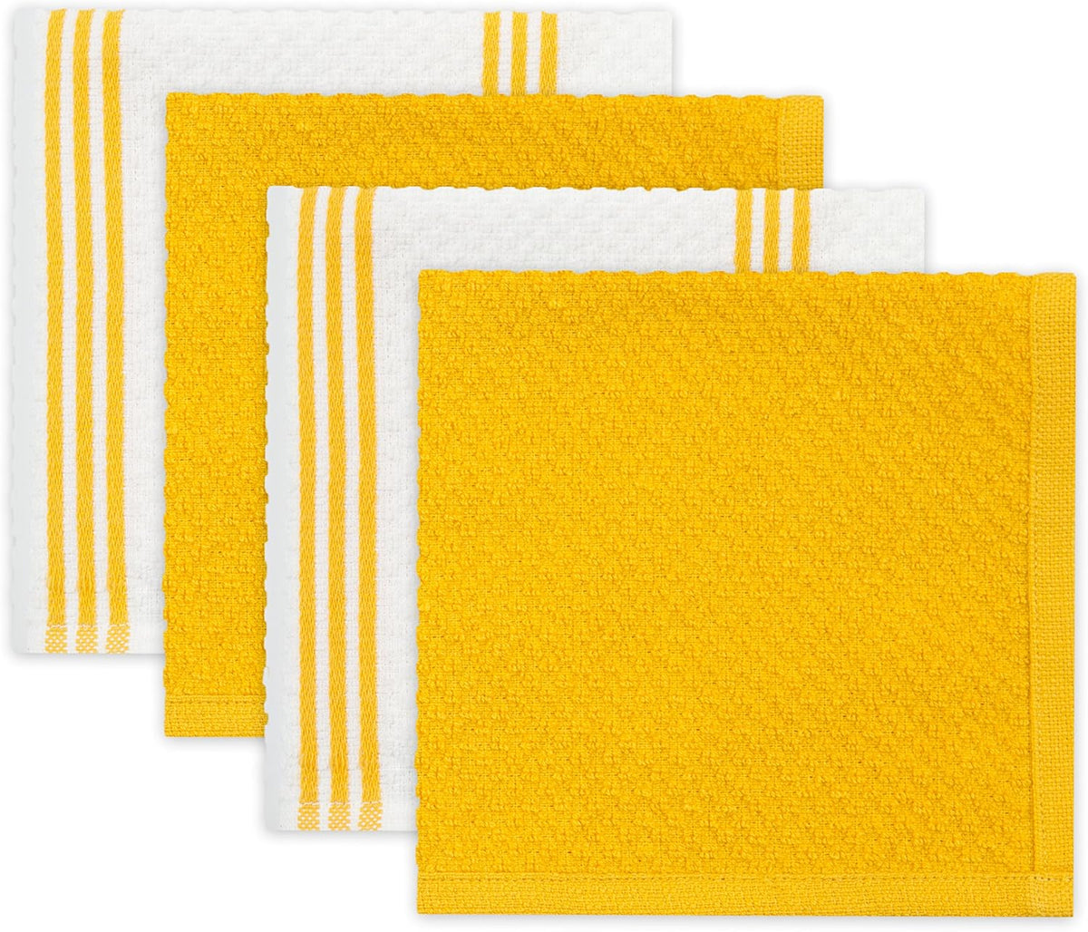 Sticky Toffee 9-Piece Kitchen Set – Yellow 100% Cotton Terry Dish Towels, Dishcloths, Oven Mitts, and Pot Holders with Non-Slip Silicone Grip, Oeko-Tex Cotton