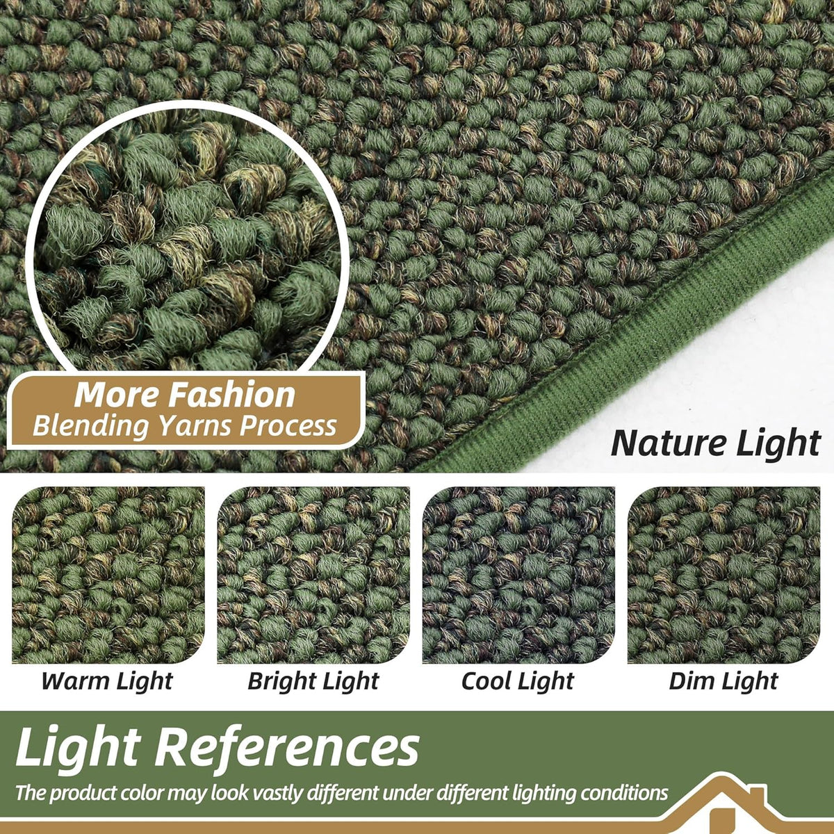 BEQHAUSE Kitchen Rugs 32"x48", Non-Slip Kitchen Mats for Floor, Super Absorbent and Stain Resistant Kitchen Rugs, Machine Washable Rugs for Kitchen, Hallway, Laundry & Sink, Green
