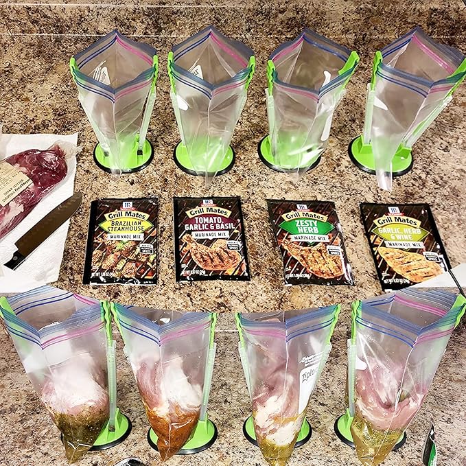 Ruibo Baggy Rack Holder for Food Prep Bag/Plastic Freezer Bag/Ziplock Bag Holder Stand, Meal Planning/prep Bag Holders,8 Pack