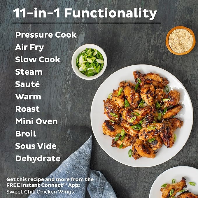 Instant Pot Duo Crisp 11-in-1 Air Fryer and Electric Pressure Cooker Combo with Multicooker Lids that Air Fries, Steams, Slow Cooks, Sautés, Dehydrates, & More, Free App With Over 800 Recipes, 6 Quart