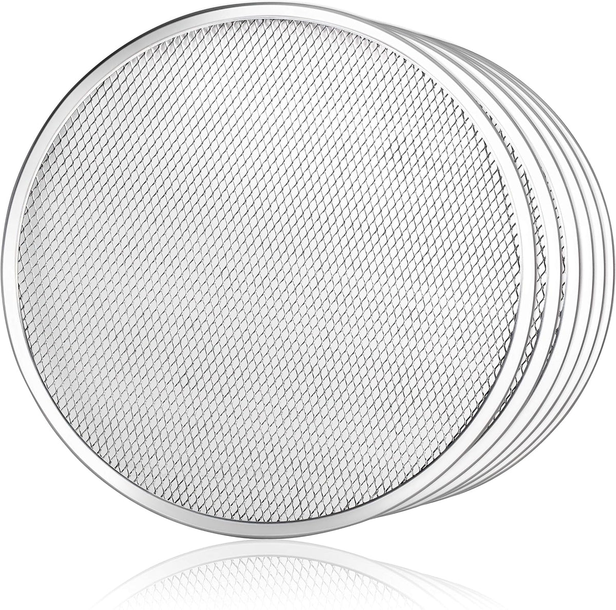 New Star Foodservice 50981 Restaurant-Grade Aluminum Pizza Baking Screen, Seamless, 18-Inch, Pack of 6