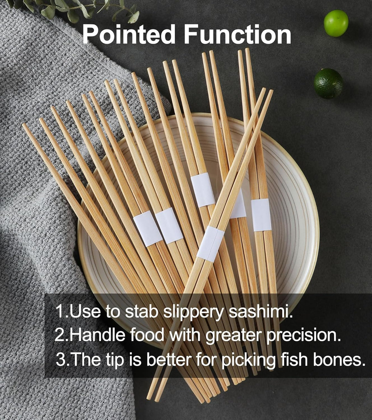 100Pairs Bamboo Chopsticks Disposable | Japanese | Sushi | Separated | Non Slip | Pointed Chopsticks-（9.45in）