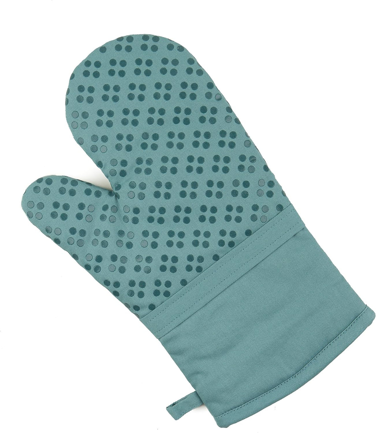 Sticky Toffee Oven Mitt and Pot Holder Set of 3 – Blue Non-Slip Kitchen Hot Pads and Mitts with Silicone Grip, 100% Cotton Shell, Oeko-Tex Cotton