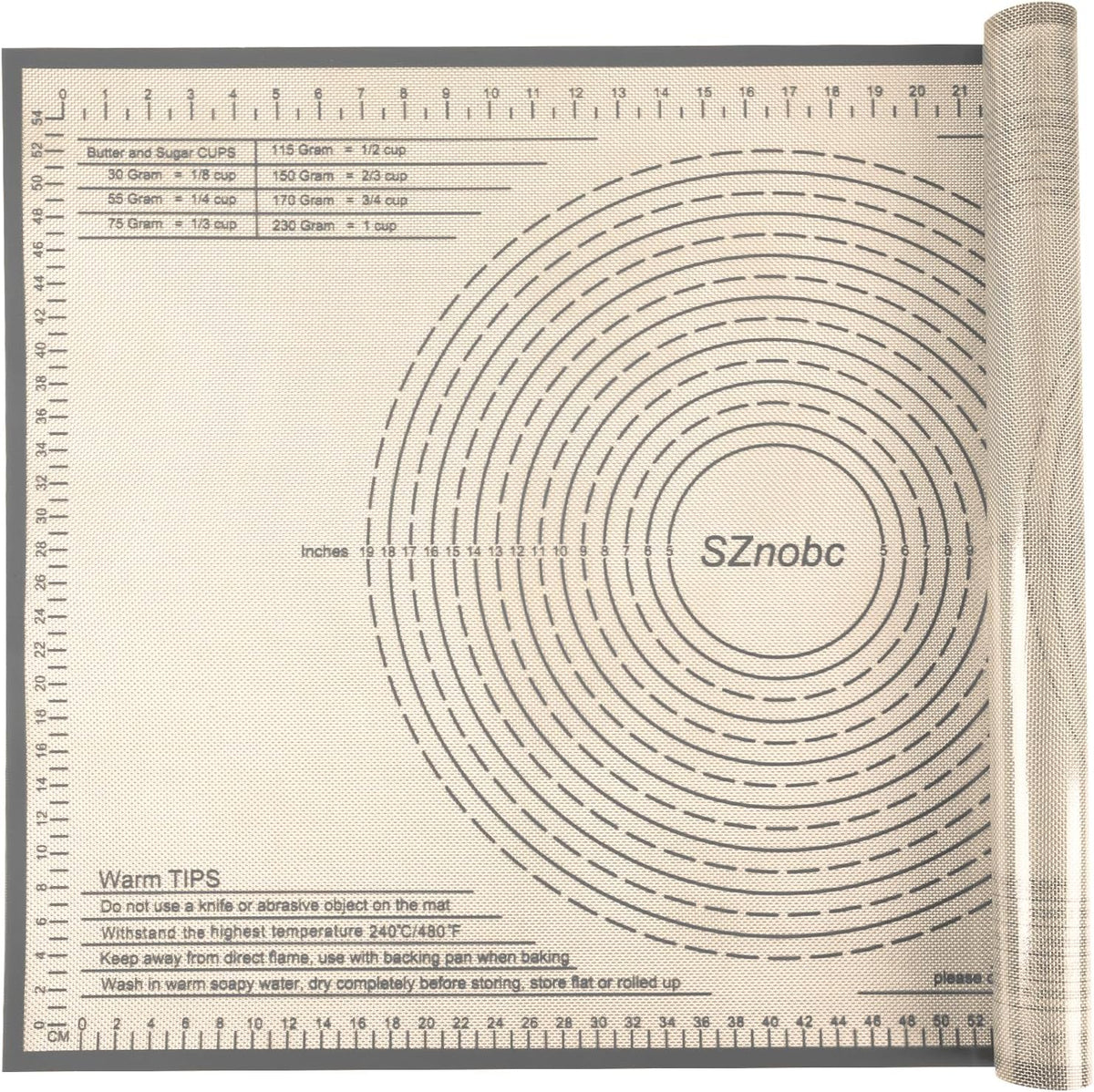 Silicone Pastry Mat 26x34 Inch Baking Mat with Measurement, Perfect for Dough, Pastry, Pie Crust, Fondant, Cookies, Bread, Pasta, Pizza, Food Grade Kitchen Counter Mats