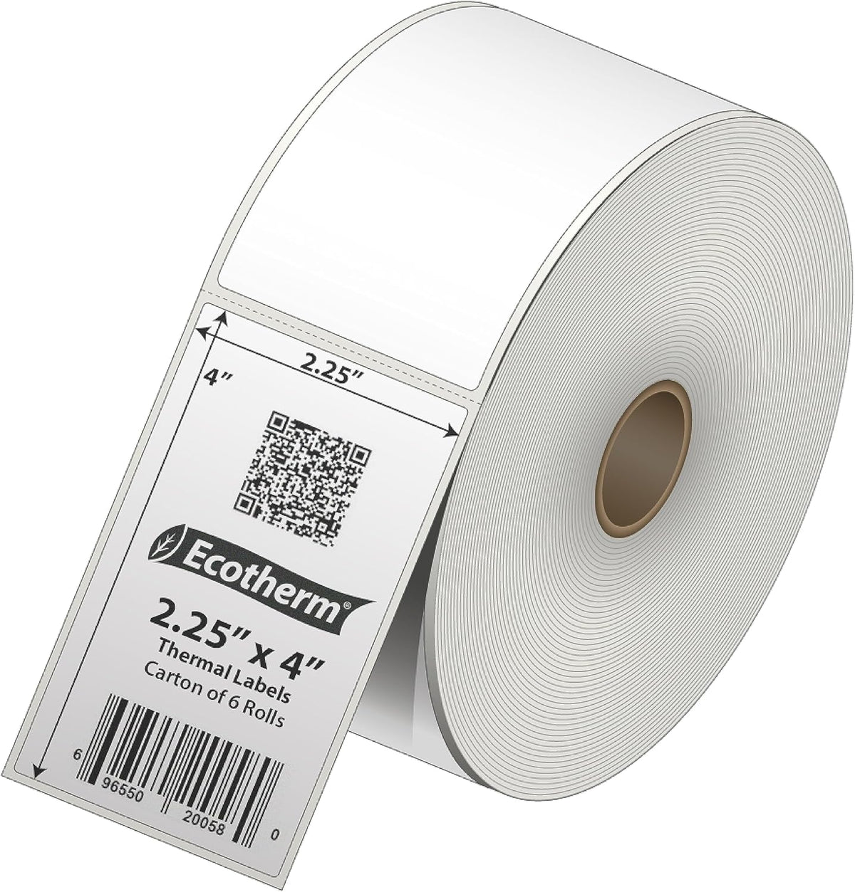 2.25" x 4" Thermal Labels | 6 Rolls | 4200 Labels | fits Zebra, Munbyn, Rollo, Godex, Arkscan, iDPRT, Offnova Thermal Label Printers and More | Blank White Adhesive Stickers by Ecotherm