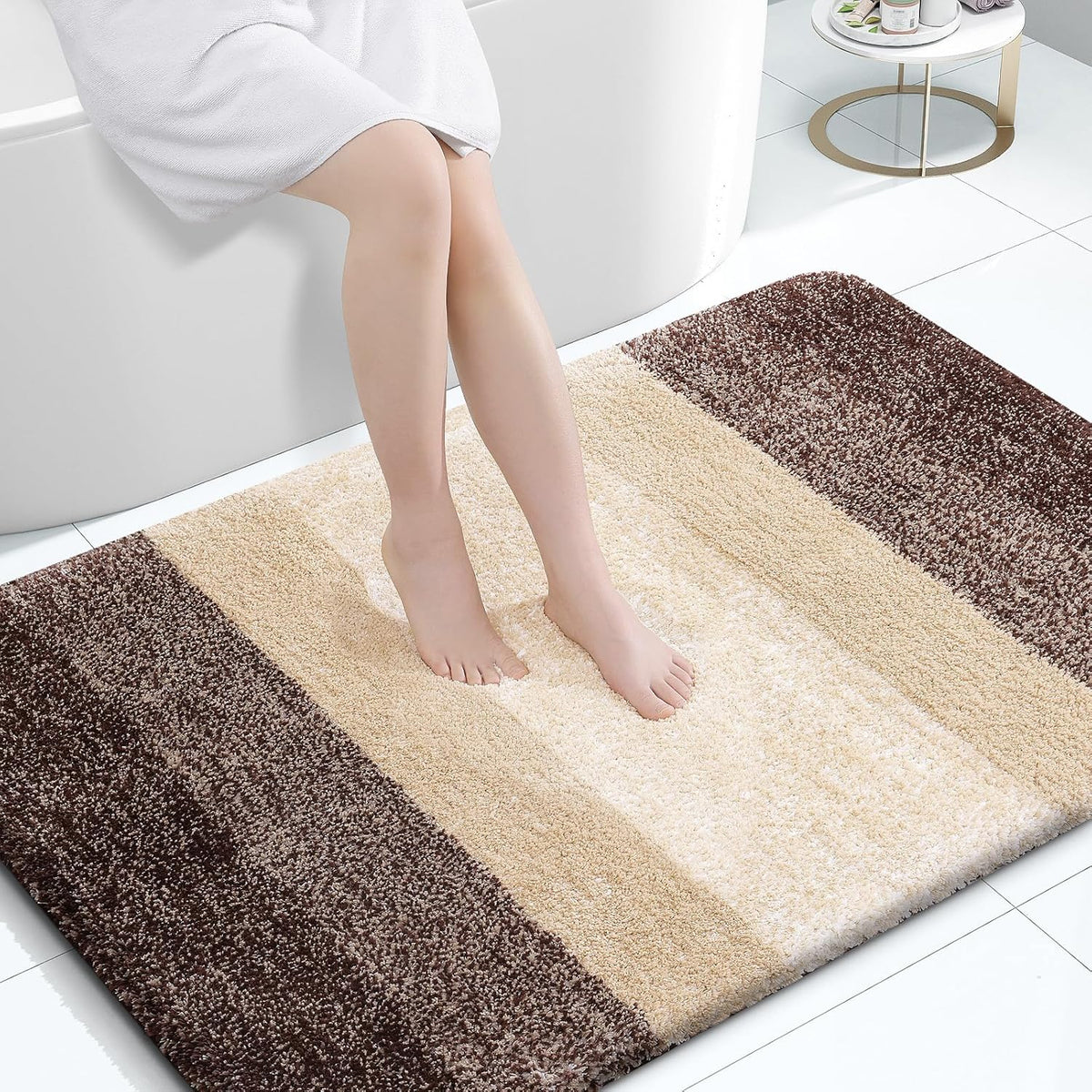 OLANLY Bathroom Rugs Mat 47x32, Extra Soft Absorbent Microfiber Bath Rugs, Rubber Backing, Quick Dry, Machine Washable Bath Mats for Bathroom Floor, Tub and Shower, Home Decor Accessories, Brown
