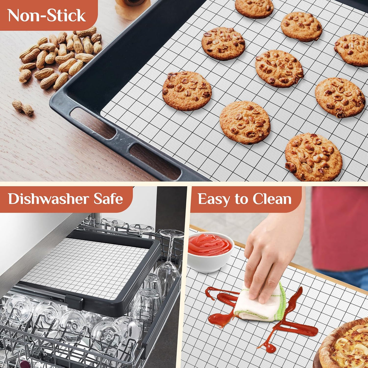 Silicone Baking Mat, 12 IN x 6 FT Free Cutting Baking Sheet,Non-Stick Reusable Dough & Pastry Mat,Non-Slip Silicone Mat Roll for Air Fryer Liner,Freeze Dryer,Oven Baking Pan,Kitchen Counter