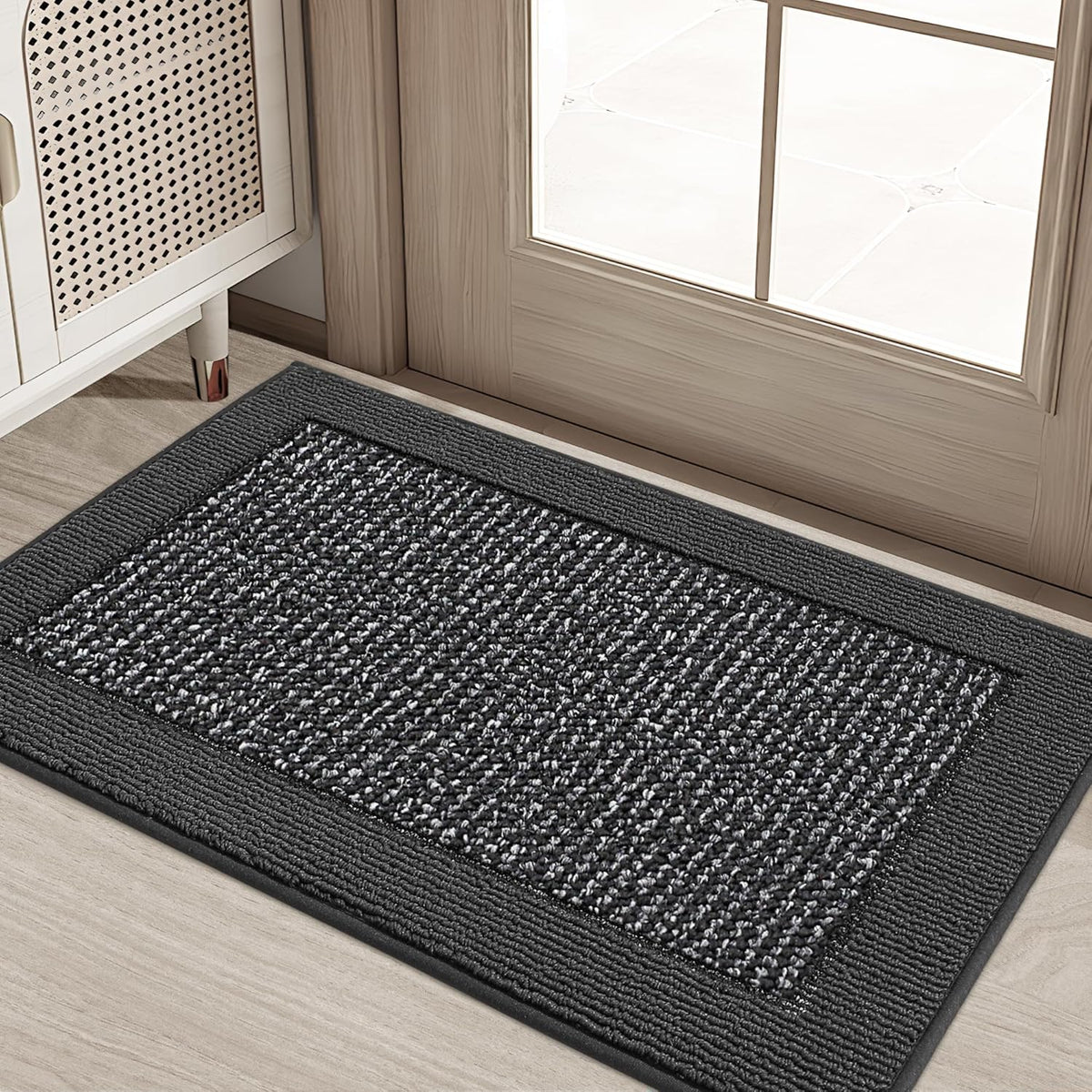 BEQHAUSE Indoor Door Mat 20" x 32", Dirt Trapper Door Mats Non-Slip Entryway Rugs Washable, Resist Dirt Absorbent Welcome Mat, Low Profile Floor Mats for Front Back Door and Entryway, Charcoal