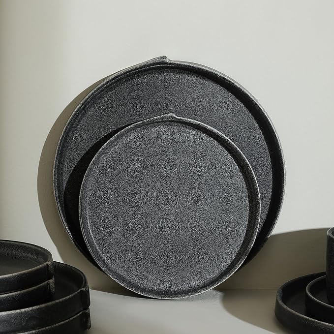 Stone Lain Bao 4-Piece Salad Plate Set Stoneware, Charcoal