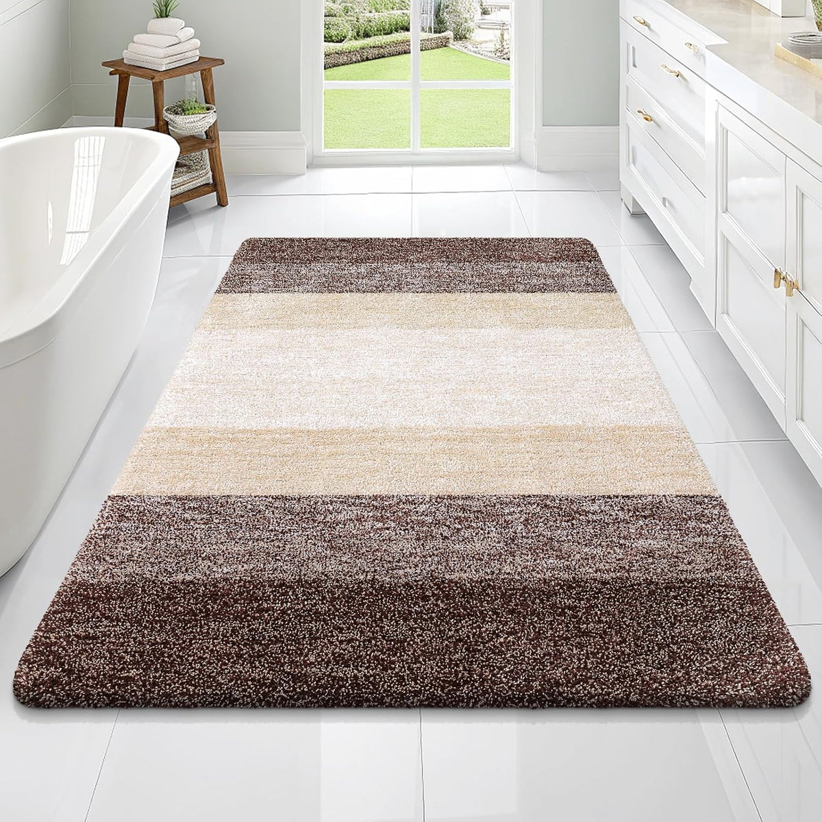 OLANLY Bathroom Rugs Mat 70x46, Extra Soft Absorbent Microfiber Bath Rugs, Rubber Backing, Quick Dry, Machine Washable Bath Mats for Bathroom Floor, Tub and Shower, Home Decor Accessories, Brown