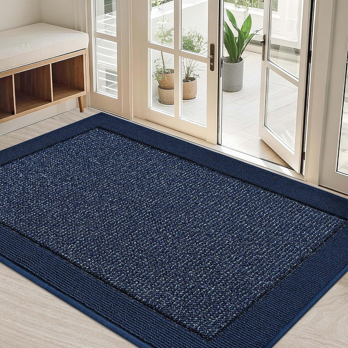 BEQHAUSE Indoor Door Mat 32" x 48", Dirt Trapper Door Mats Non-Slip Entryway Rugs Washable, Resist Dirt Absorbent Welcome Mat, Low Profile Floor Mats for Front Back Door and Entryway, Blue