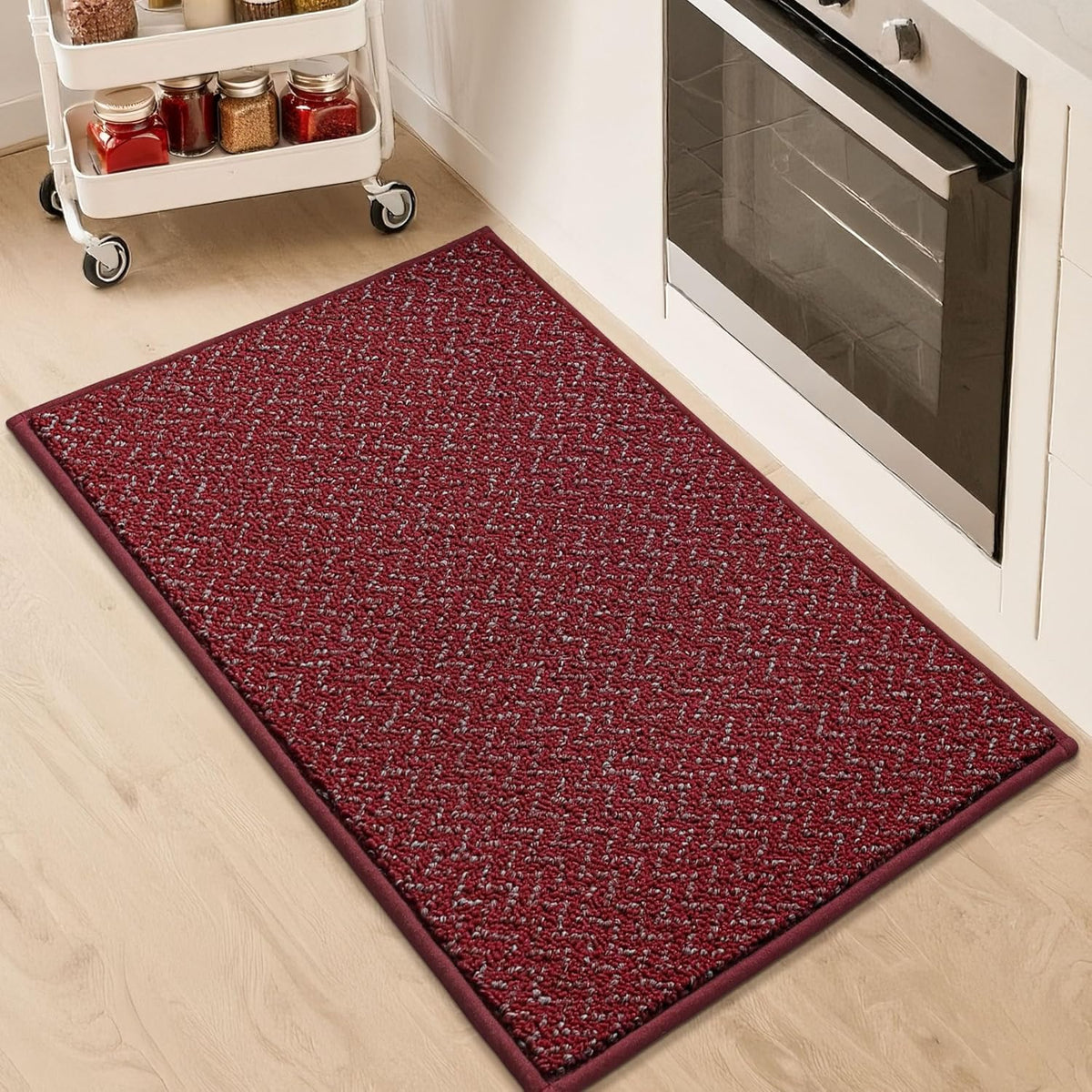 COSY HOMEER Kitchen Rugs 20"x32" Non-Slip Kitchen Mats for Floor Absorbent Stain Resistant Kitchen Floor Mat Machine Washable Rugs for Kitchen,Hallway,Sink,Red