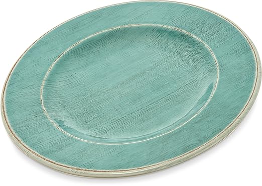 Carlisle FoodService Products Grove Reusable Plastic Plate Salad Plate with Rim for Home and Restaurant, Melamine, 9 Inches, Aqua