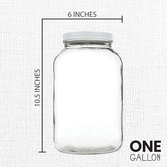 kitchentoolz Set of 3 One Gallon Large Glass Jar with Lid – Wide‑Mouth Gallon Mason Jar for Sun Tea, Pickling, Kombucha – 1 Gallon Glass Jug Made in USA