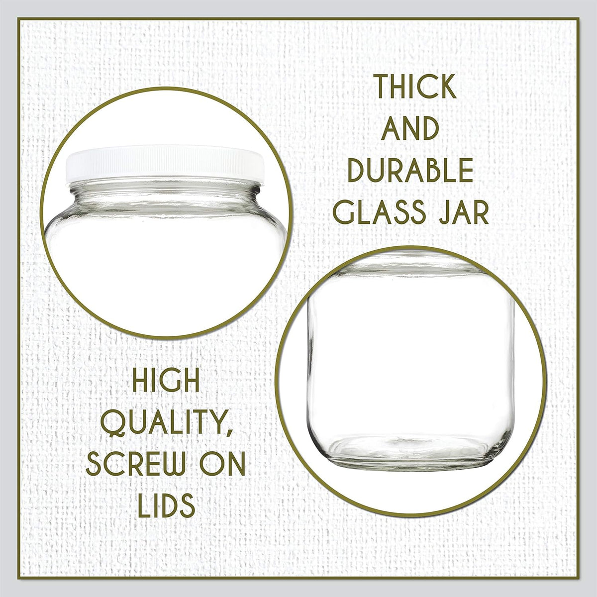 kitchentoolz Half Gallon Mason Jar - Wide Mouth 1/2 Gallon Glass Jar with Lid - Airtight Glass Storage Containers with Lid Fermenting, Canning, and Dry Storage