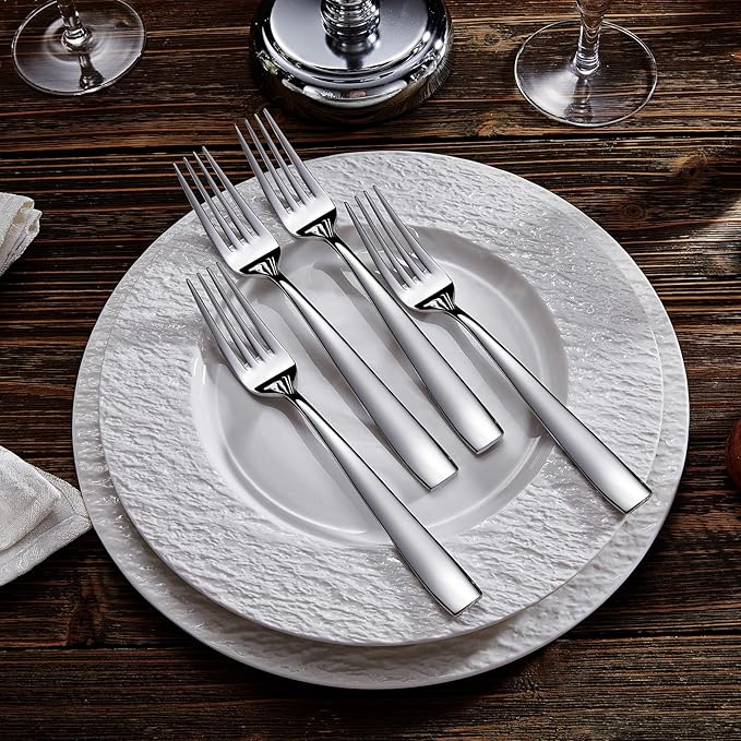 KEAWELL Premium 4-Piece Louis Dinner Fork, 18/10 Stainless Steel, Set of 4, Fine Fork Set with Squared Edge, Dishwasher Safe (8.3 inches)