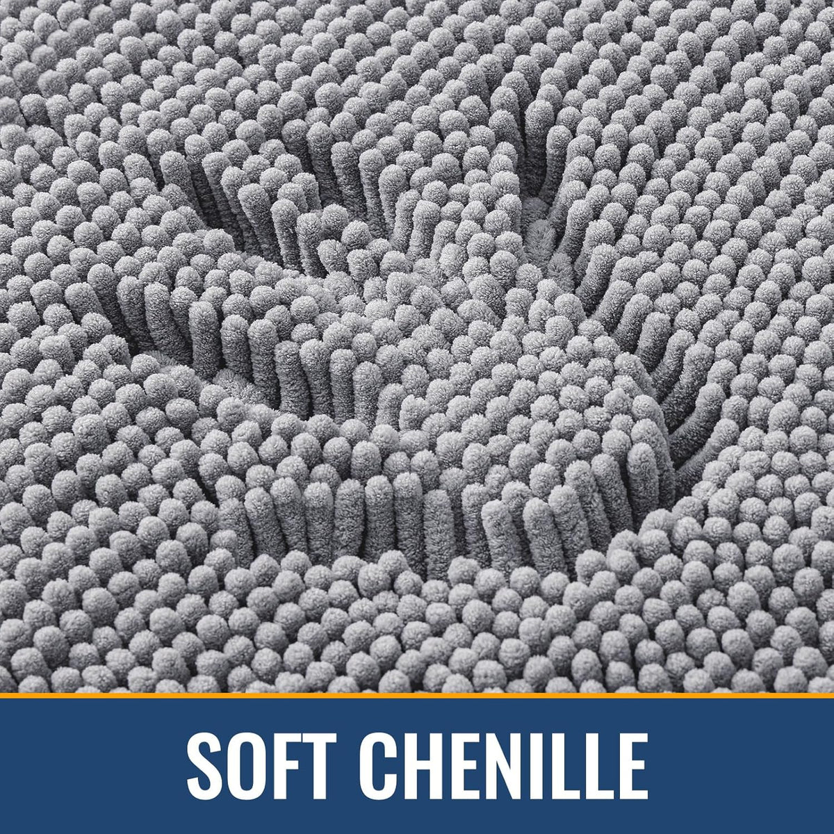 Arotive Bathroom Rugs 47x32, Extra Soft Absorbent Shaggy Chenille Bath Rugs, Machine Washable Rubber Backing Non-Slip Bath Mats for Bathroom Floor Tub and Shower, Home Decor Accessories, Grey