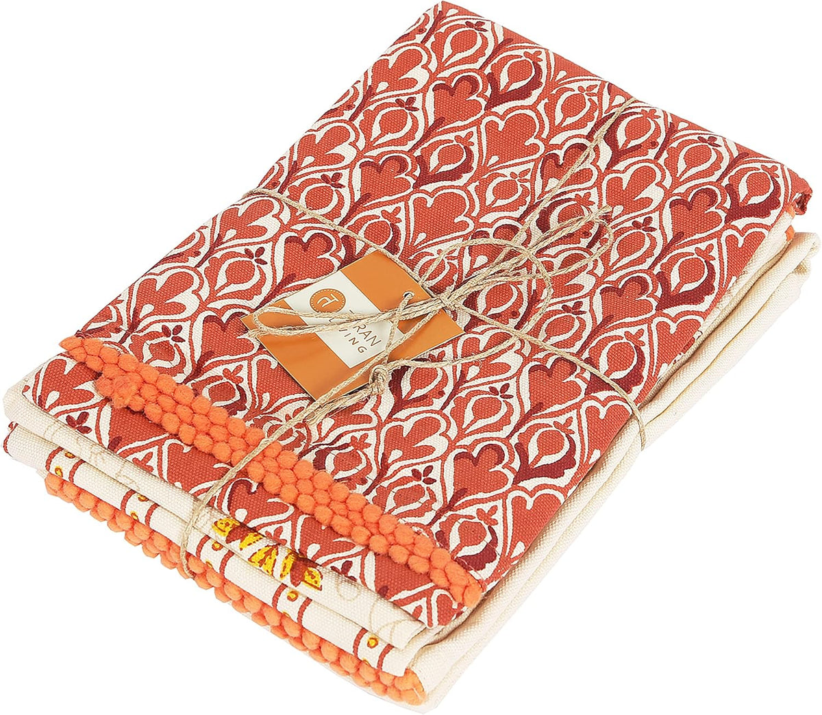 Kitchen Towels Dish Towels - Beige & Red Tea Towels for Spring-Printed Oversized Kitchen Decor Towels 18"x28" Pack of 4 Kitchen Counter Decor