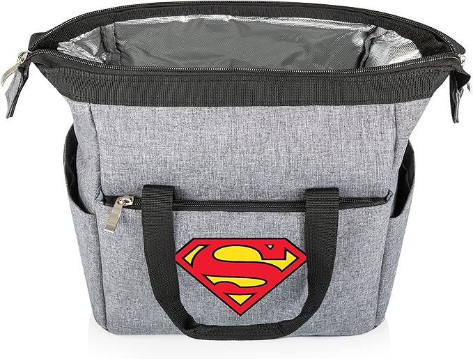 PICNIC TIME DC Comics Superman On The Go Lunch Bag, Soft Cooler Lunch Box, Insulated Lunch Bag, (Heathered Gray)