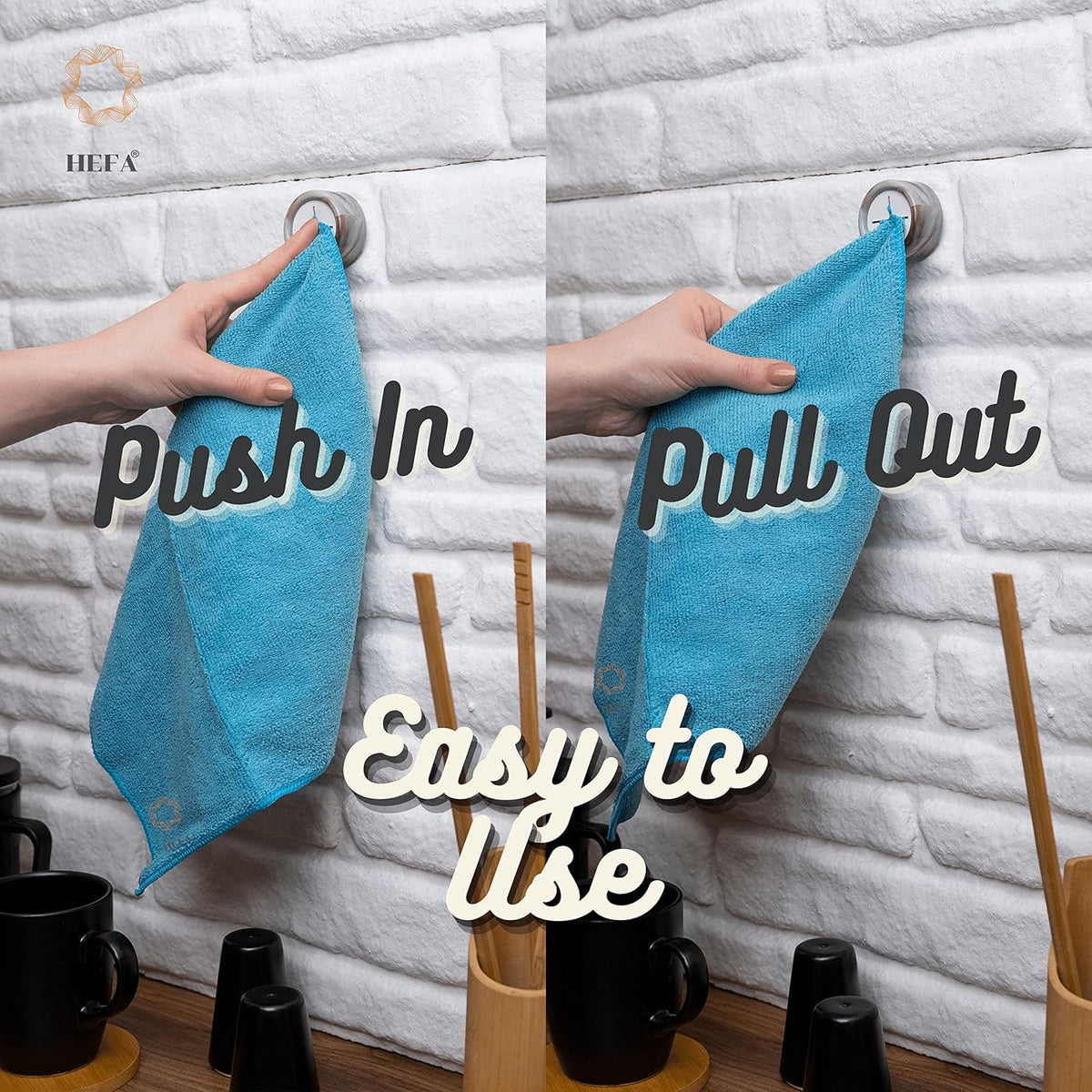 HEFA Kitchen Towel Holder, Towel Hooks, Dish Towel Holder, Organization, Bathroom Accesories, Kitchen Towel Hook, Gift, Kitchen Gadgets 4 Pack