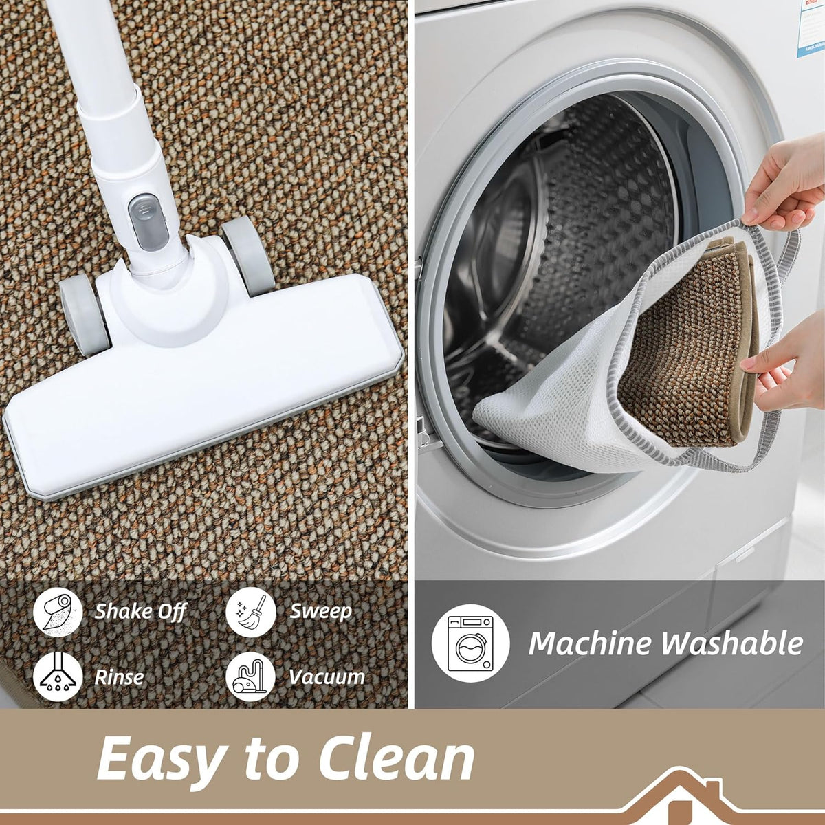 BEQHAUSE Kitchen Rugs 24"x36", Non-Slip Kitchen Mats for Floor, Super Absorbent and Stain Resistant Kitchen Rugs, Machine Washable Rugs for Kitchen, Hallway, Laundry & Sink, Taupe