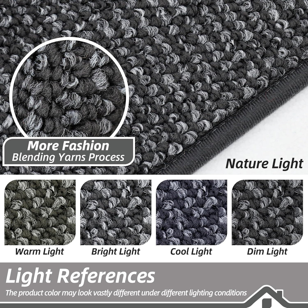 BEQHAUSE Kitchen Rugs 24"x36", Non-Slip Kitchen Mats for Floor, Super Absorbent and Stain Resistant Kitchen Rugs, Machine Washable Rugs for Kitchen, Hallway, Laundry & Sink, Charcoal