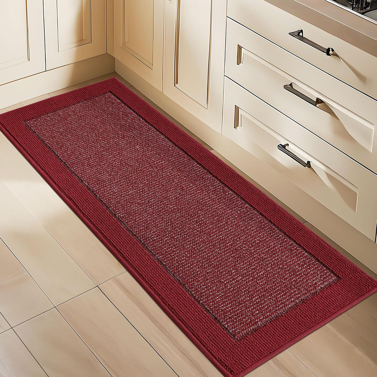 BEQHAUSE Kitchen Runner Rugs 24"x60", Kitchen Rugs Non-Slip Kitchen Mats for Floor, Absorbent and Stain Resistant Kitchen Mats, Machine Washable Rug for Kitchen, Hallway, Laundry & Sink, Red
