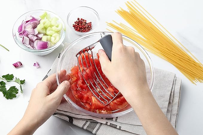 Spring Chef Large Gray Dough Blender For Baking, Heavy Duty Dough Cutter Tool, Stainless Steel Manual Pastry Cutter Tool with Sharp Blades, Dishwasher Safe Pastry Blender for Easy Mixing