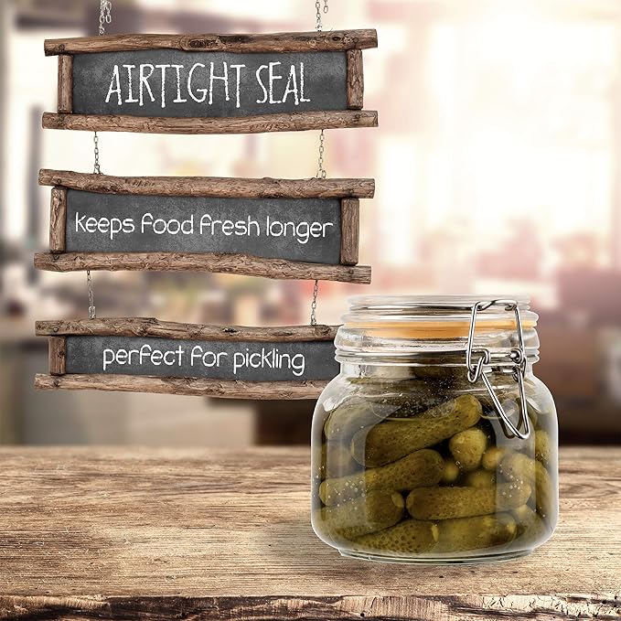 Galashield Glass Jars with Lids 24 oz Food Storage Jars with Airtight Lids Leak Proof Glass Canisters Kitchen Jars [Set of 2]