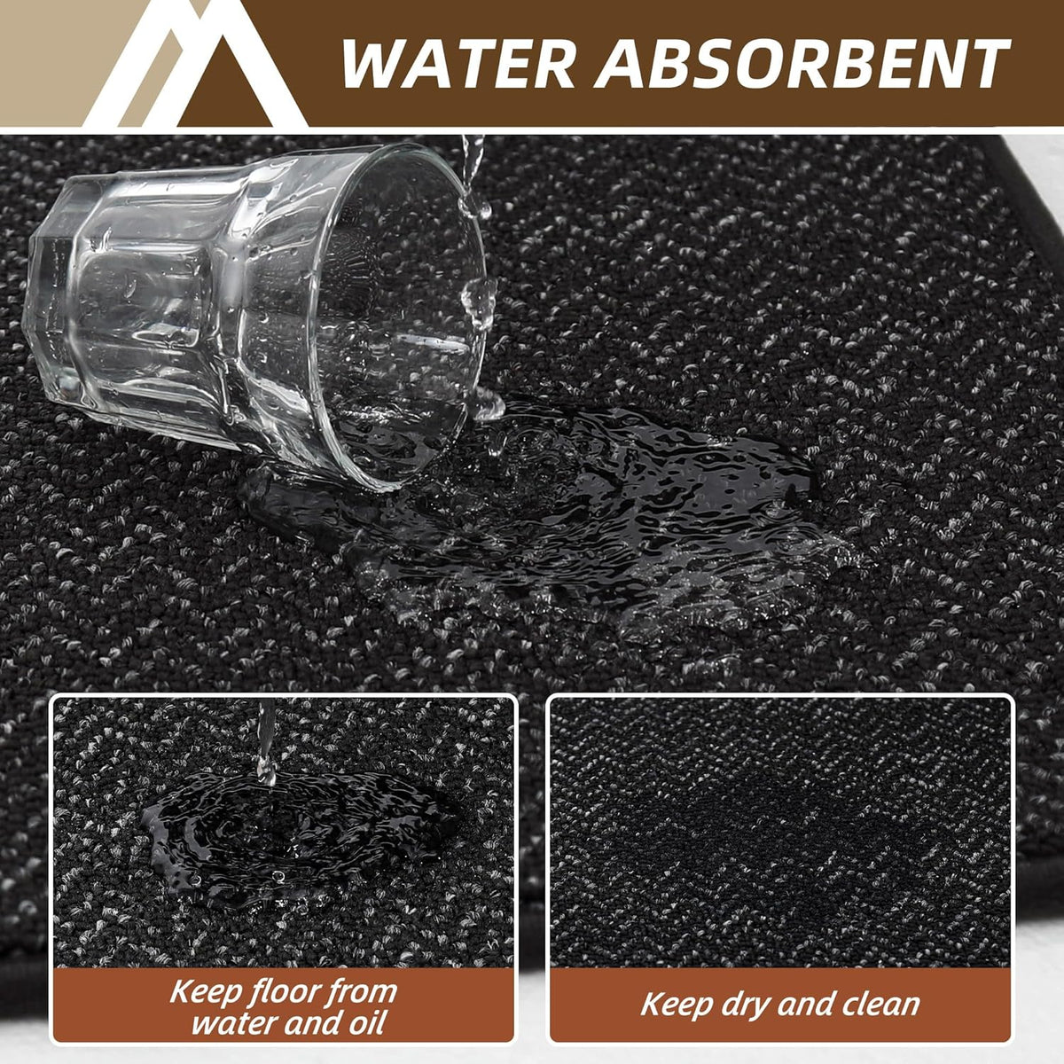 COSY HOMEER Kitchen Rugs 20"x32" Non-Slip Kitchen Mats for Floor Absorbent Stain Resistant Kitchen Floor Mat Machine Washable Rugs for Kitchen,Hallway,Sink,Black