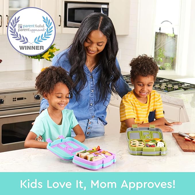 Bentgo Kids Prints Leak-Proof, 5-Compartment Bento-Style Kids Lunch Box - Ideal Portion Sizes for Ages 3-7, Durable, Drop-Proof, Dishwasher Safe, & PFAS & BPA-Free Materials (Mermaid Scales)