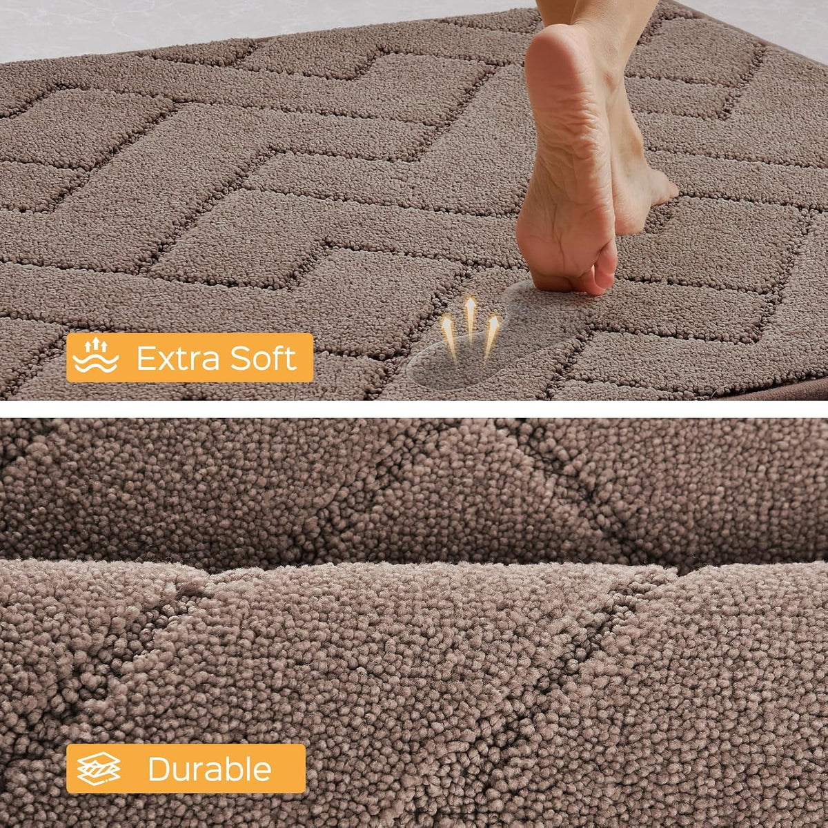 Machine Washable Kitchen Rugs Set (24" x 36"+24" x 60"), Non-Slip Kitchen Runner Rugs Mats for Floor, Absorbent Comfort Standing Mats for Kitchen, Sink and Hallway, Rolled Packaging, Grayish Brown