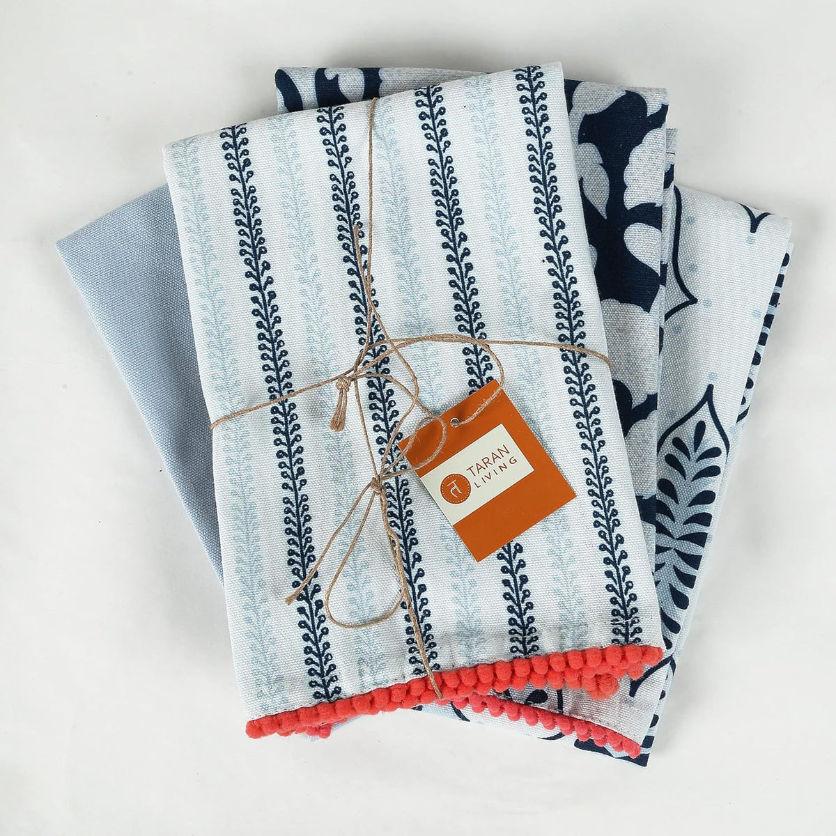 Kitchen Towels Dish Towels for Kitchen Tea Towels for Gifting Bar Towels for Kitchen Towels Hand Printed Dish Cloths - 18"x28"- Blue, Pack of 4