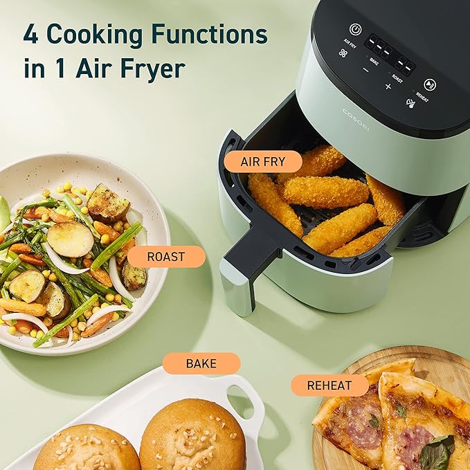 COSORI Small Air Fryer Oven 2.1 Qt, 4-in-1 Mini Airfryer, Bake, Roast, Reheat, Space-saving & Low-noise, Nonstick & Air Fryer Liners, 100 PCS Square Disposable Paper Liners, Non-Stick