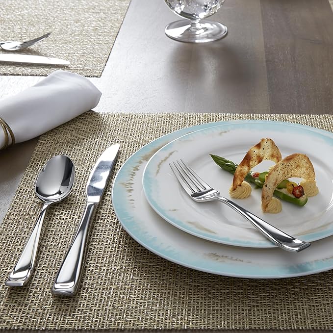 Oneida Silverware Set For 12, Moda 75-Piece Fine Flatware Set with Serving Utensils, Service For 12, 18/10 Stainless Steel, Mirror Finish, Dishwasher Safe, Knives Spoons and Forks Set(Silver 75 Piece)