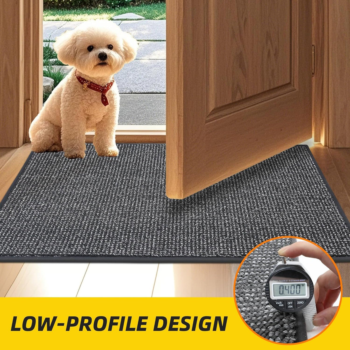 JSEI Dirt Trapper Door Mat 32"x48" Non-Slip Washable Entrance Mat, Dog Doormats, Absorbent & Fade-Resistant Floor Mats, Low Profile Welcome Mats for Entryway, Front Door, and Inside Entrance,Dark Grey