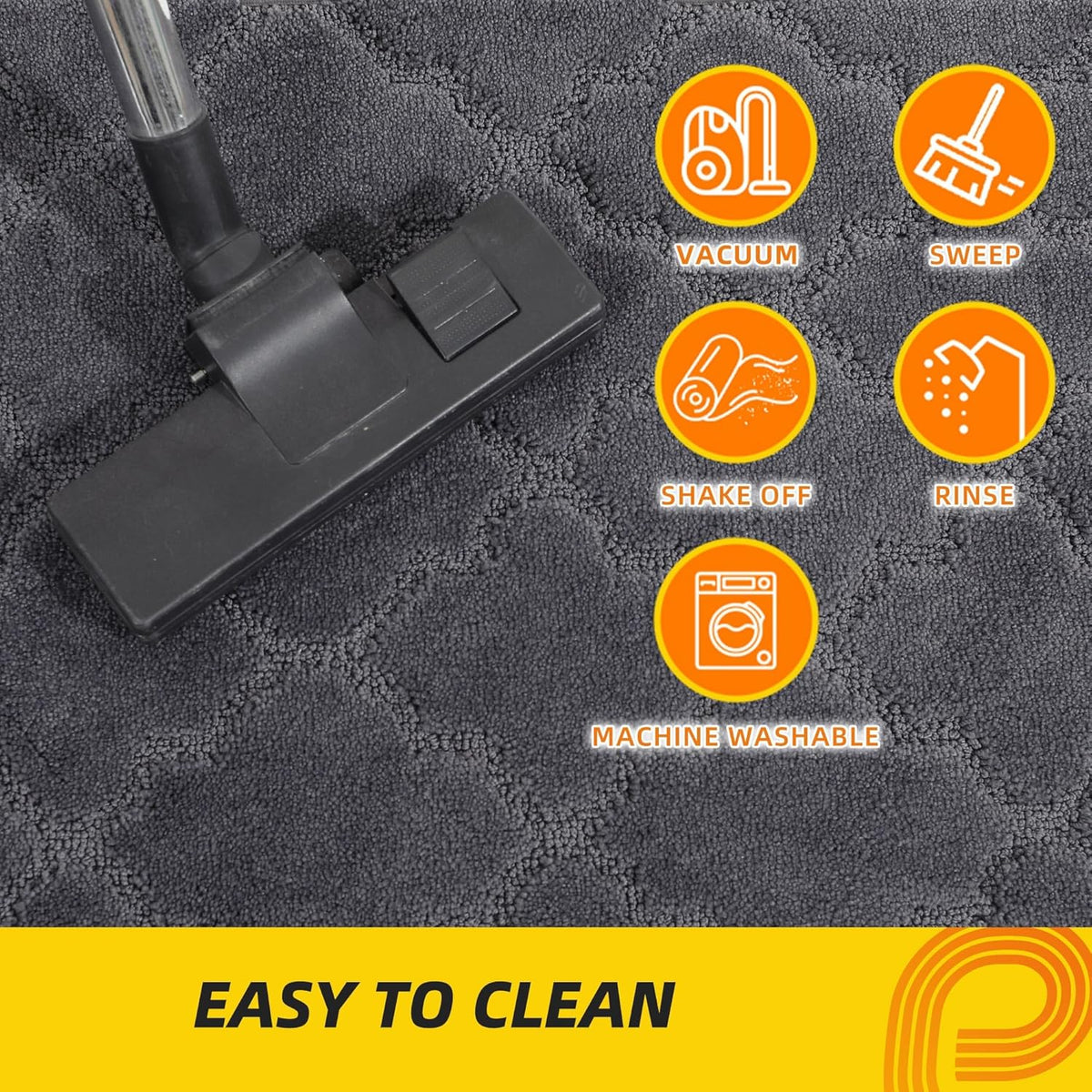 JSEI Kitchen Rugs, Non-Slip Kitchen Mats for Floor, Soft Washable Absorbent Kitchen Mats 2 Pieces, Kitchen Carpet Runner with TPR Backing, Polyester, 20”x32”+20”x48”, Dark Grey