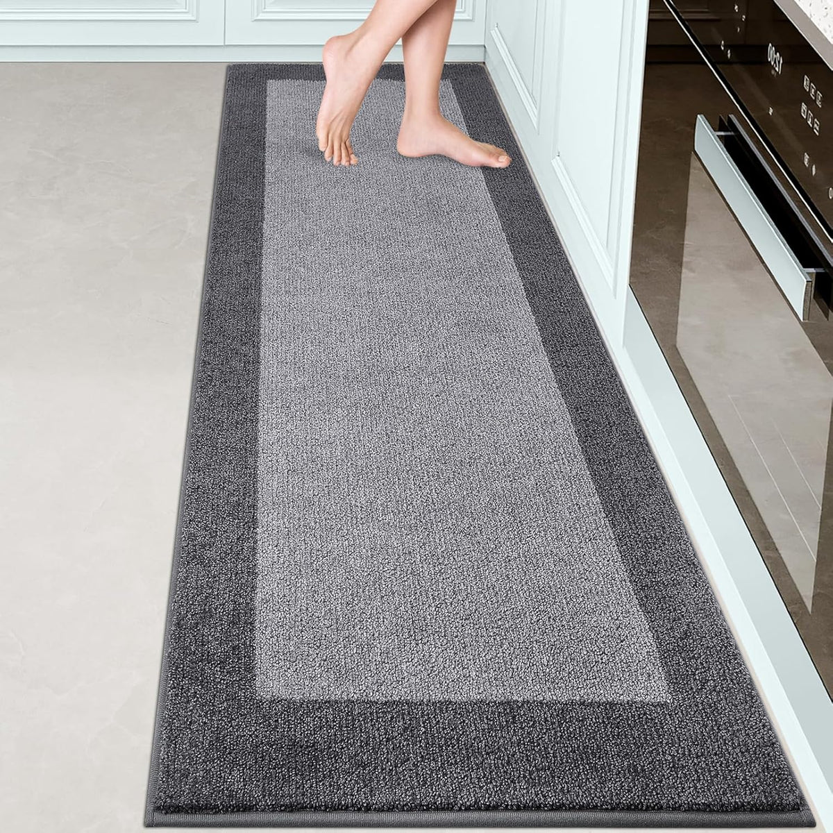 Machine Washable Kitchen Rug 24" x 84", Non Slip Kitchen Mat for Floor, Absorbent Entrance Runner Rug for Bedroom, Hallway, Bathroom, Door (Roll Packing)