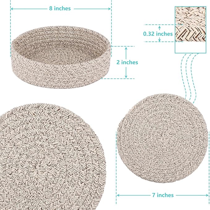 Trivets for Hot Dishes, Pots and Pans, Hot Pads with Storage Basket, Pot Holders for Kitchen, Heat Resistant Mat Protect Counter Home Essentials, Farmhouse Decor (Brown 4 PCS)